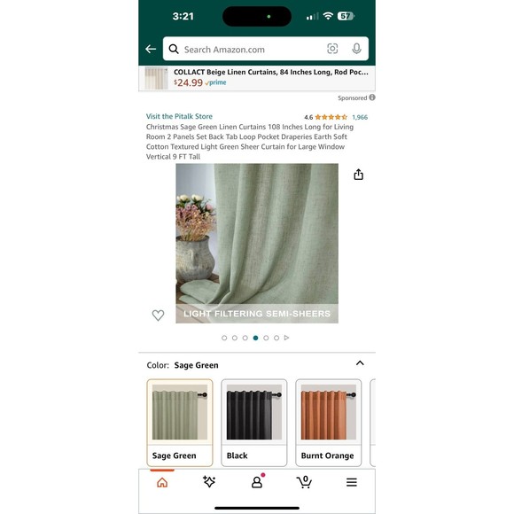 Curtains 52x108 new in package Christmas Sage green - Picture 4 of 7